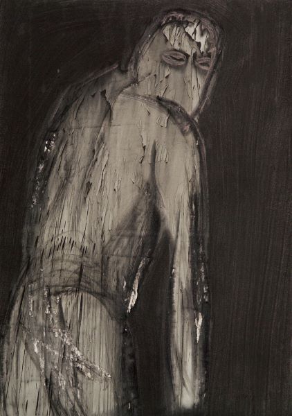Black Tears, 2003,  Acrylic Ink on paper,100x71cm